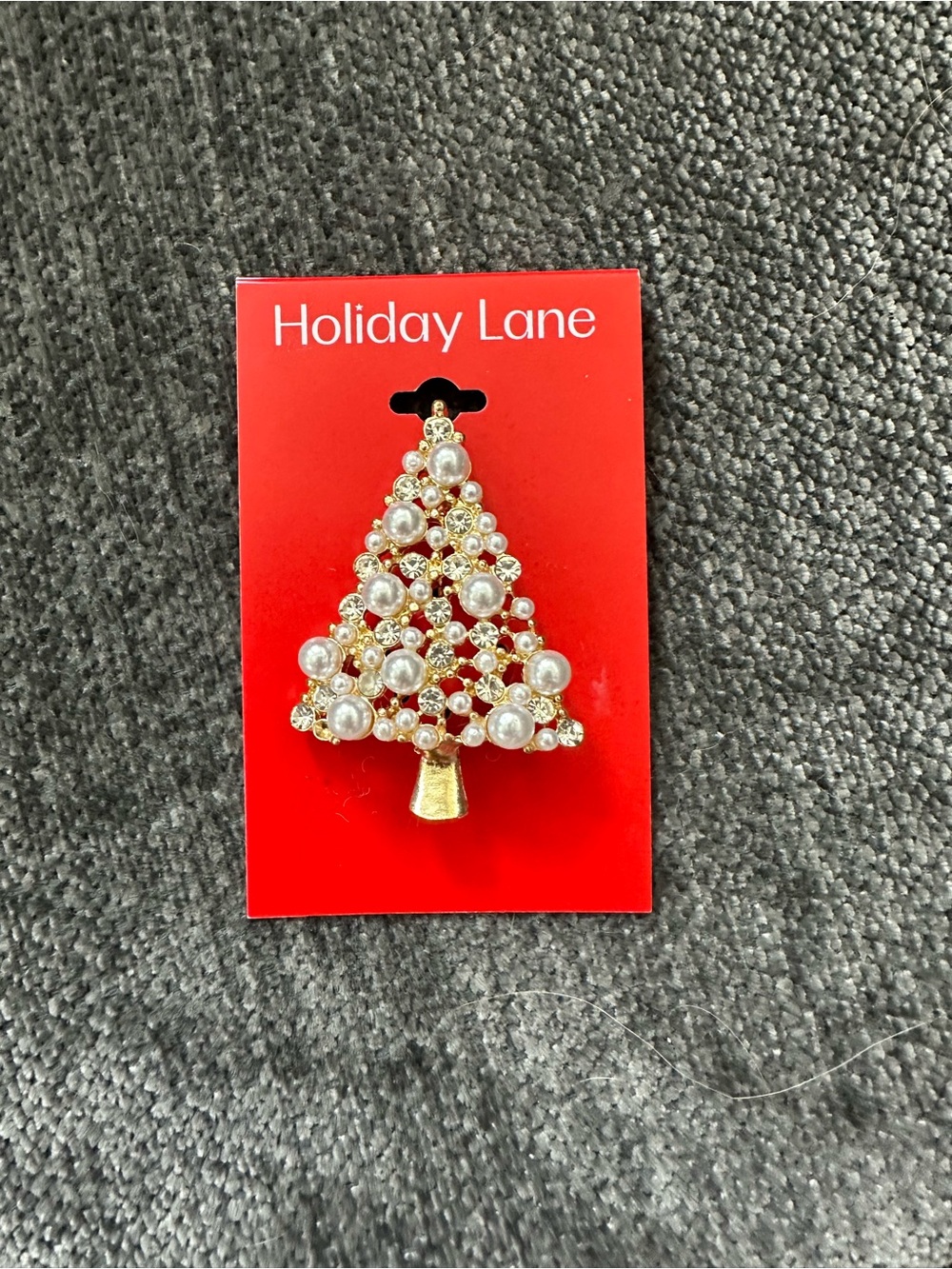 Holiday Lane Gold Pearl Christmas Tree Brooch